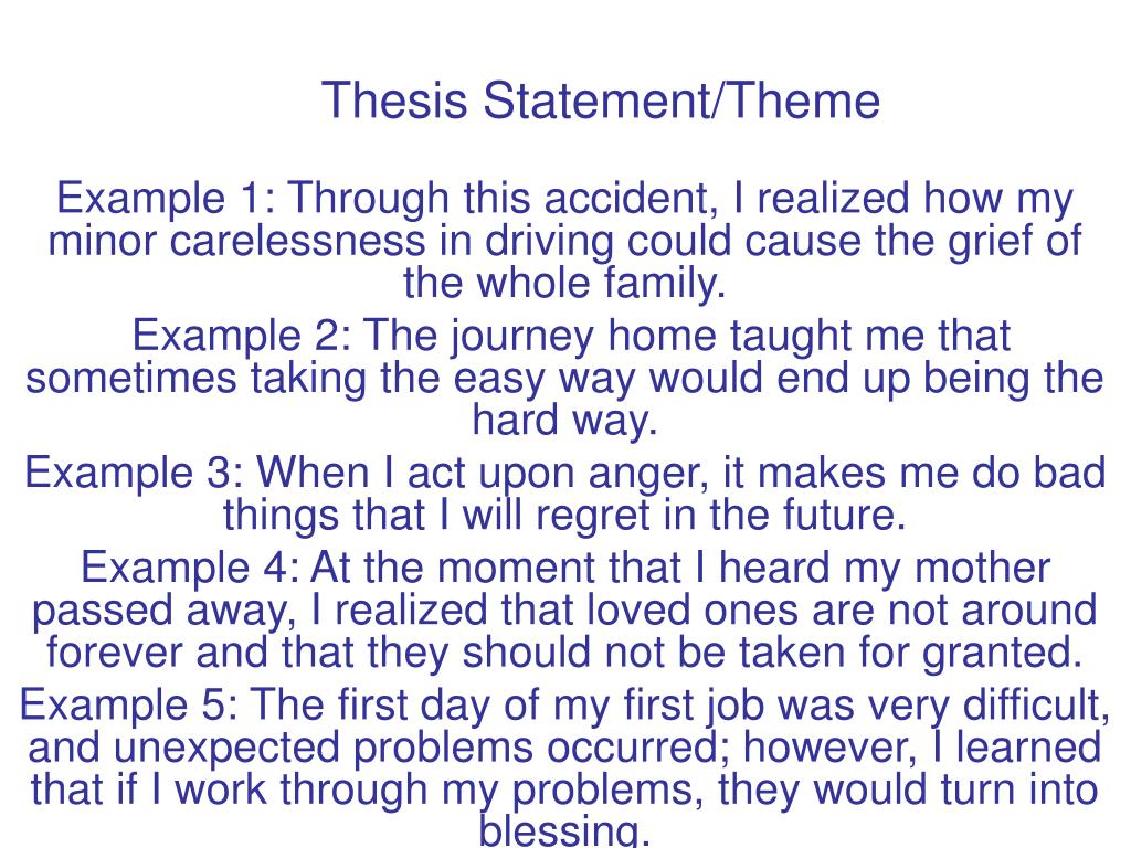 thesis statement for theme in a story