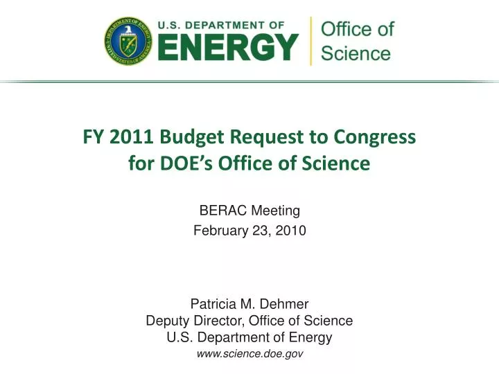 fy 2011 budget request to congress for doe s office of science n.