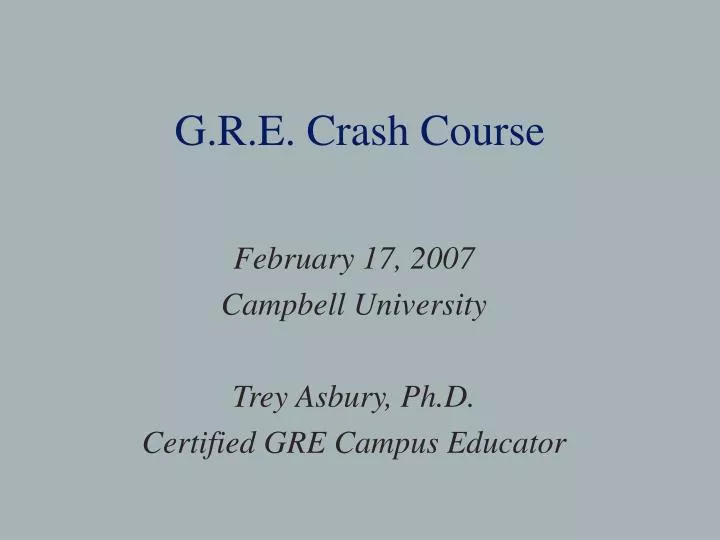 g r e crash course n.