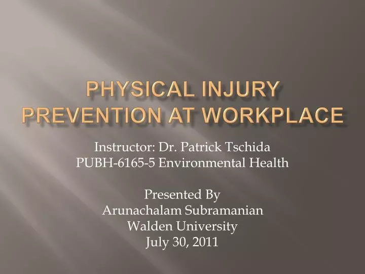 physical injury prevention at workplace n.