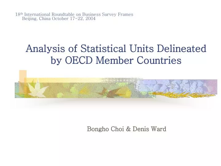 analysis of statistical units delineated by oecd member countries n.