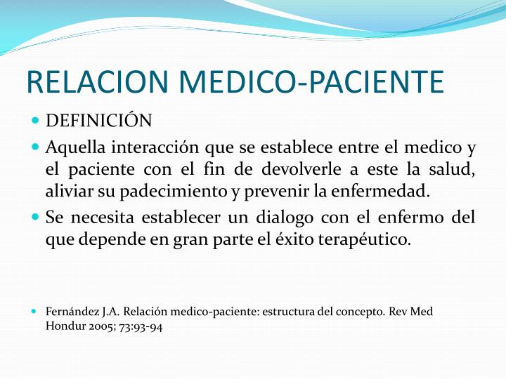 relacion medico paciente ppt