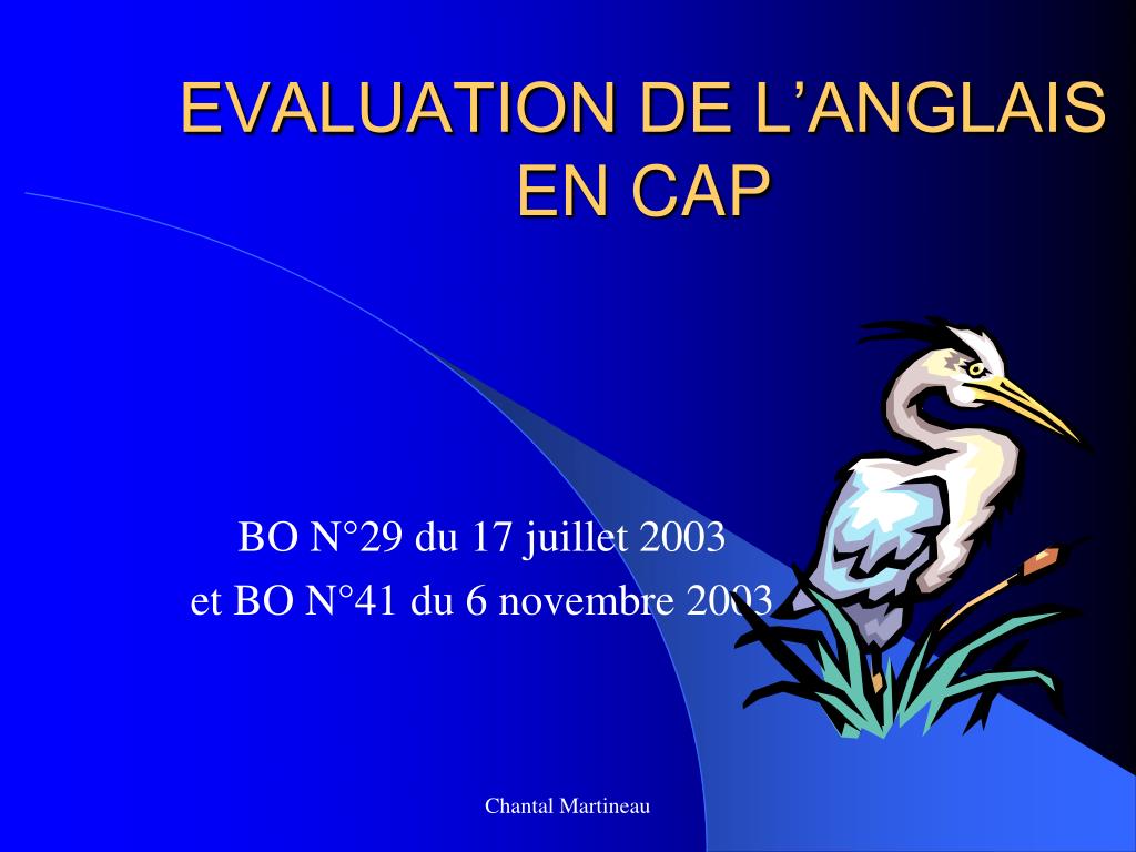 PPT EVALUATION DE L’ANGLAIS EN CAP PowerPoint Presentation, free