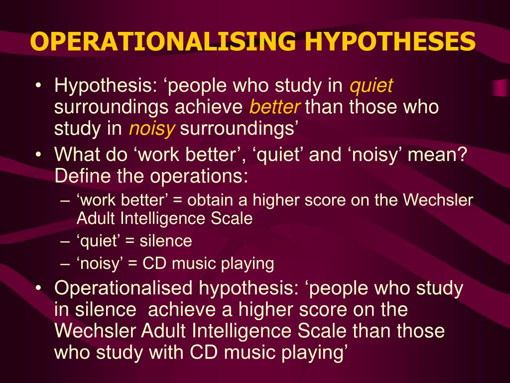meaning of operationalised hypothesis