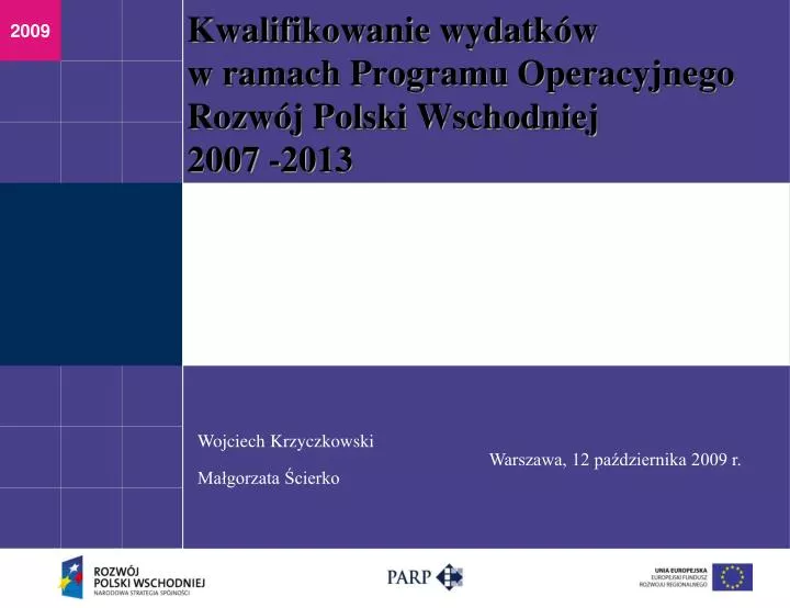 kwalifikowanie wydatk w w ramach programu operacyjnego rozw j polski wschodniej 2007 2013 n.