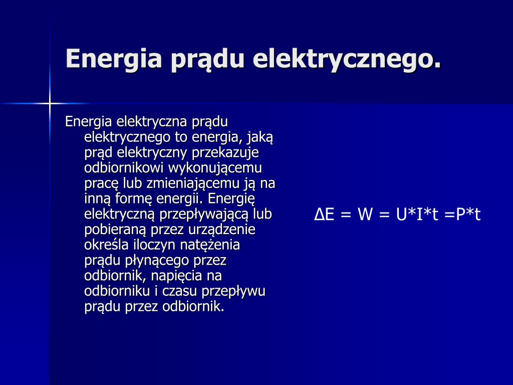 Wybierz Zbiór Zawierający Tylko Jednostki Natężenia Prądu Elektrycznego PPT - Moc i energia prądu elektrycznego PowerPoint Presentation, free