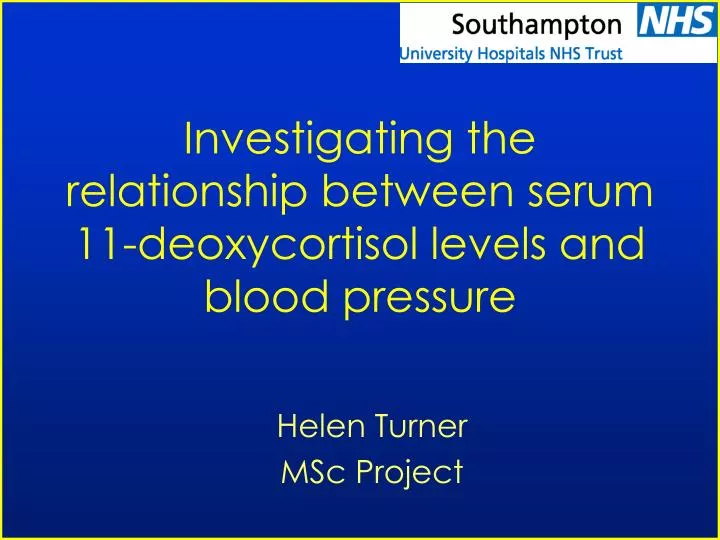 investigating the relationship between serum 11 deoxycortisol levels and blood pressure n.