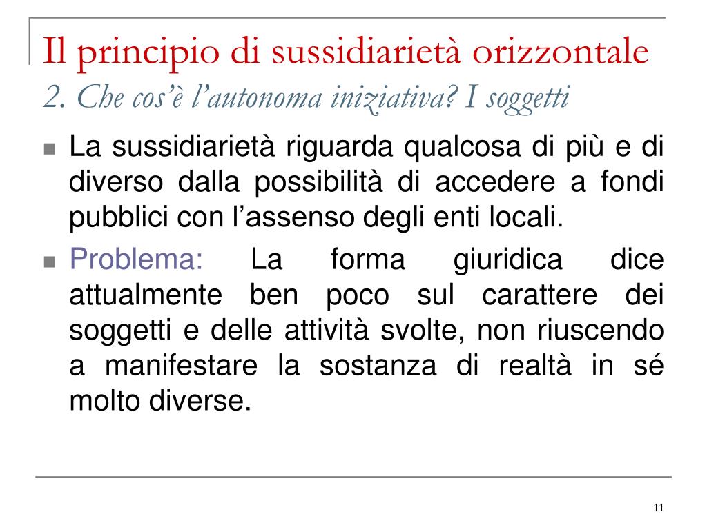 Principio Di Sussidiarietà Verticale E Orizzontale PPT - Il principio di sussidiarietà orizzontale PowerPoint Presentation