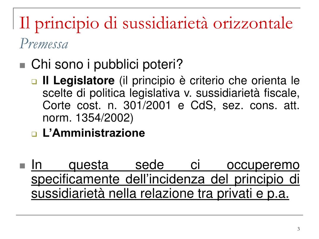 Principio Di Sussidiarietà Verticale E Orizzontale PPT - Il principio di sussidiarietà orizzontale PowerPoint Presentation