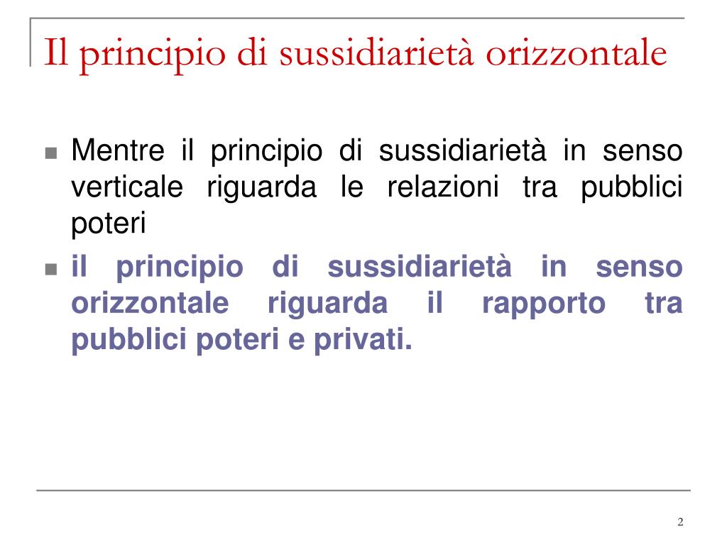 Principio Di Sussidiarietà Verticale E Orizzontale