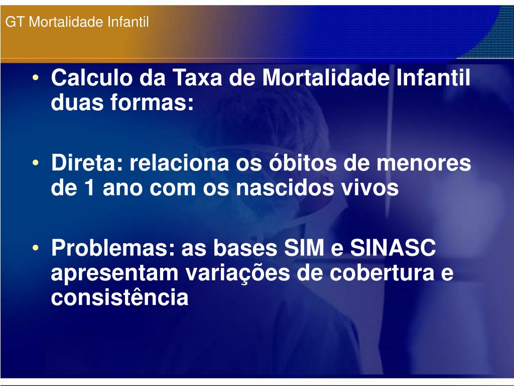 PPT - METODOLOGIA DE CÁLCULO DA TAXA DE MORTALIDADE INFANTIL PowerPoint  Presentation - ID:932426