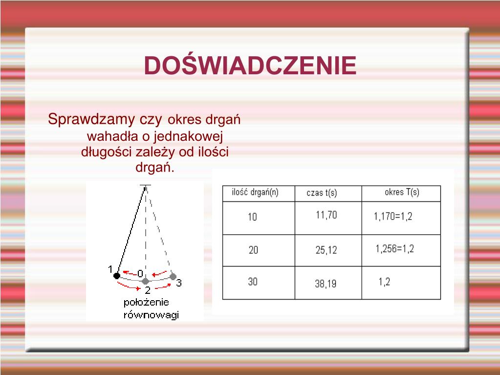 Od Czego Zależy Okres Drgań Wahadła PPT - O DRGANIACH I FALACH SPRĘŻYSTYCH PowerPoint Presentation, free