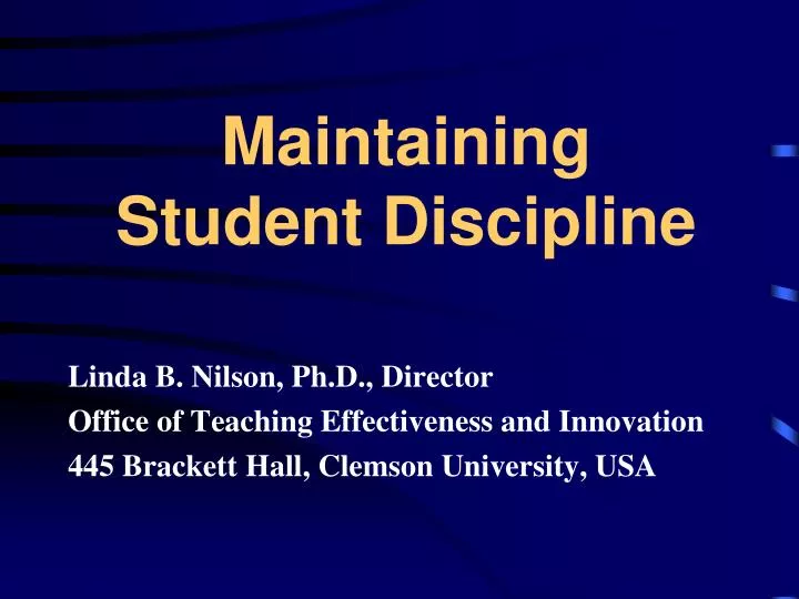 maintaining student discipline n.