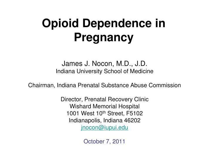 opioid dependence in pregnancy n.