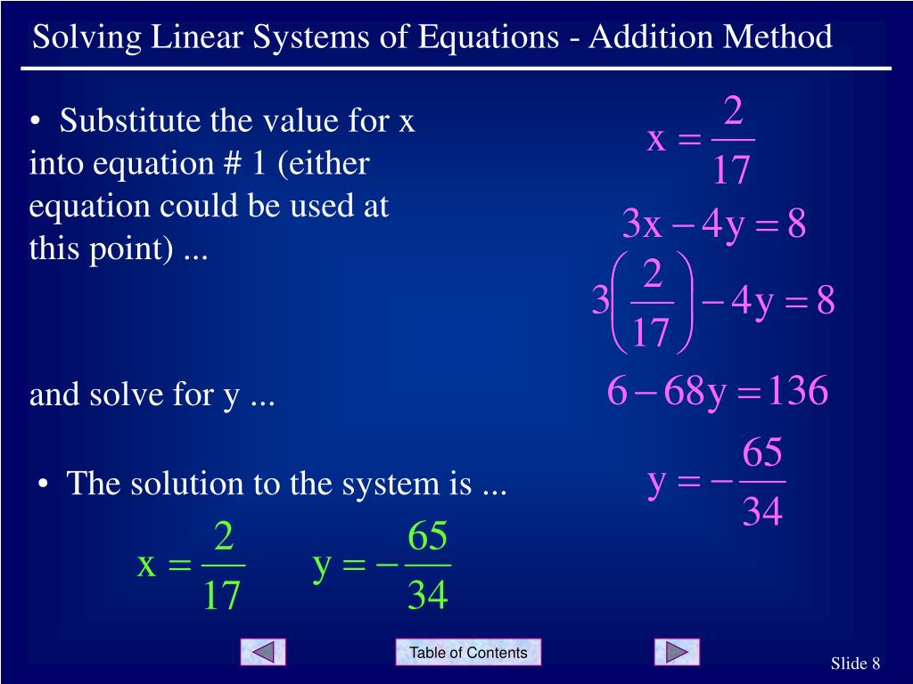 Ppt solving linear systems of equations addition method powerpoint