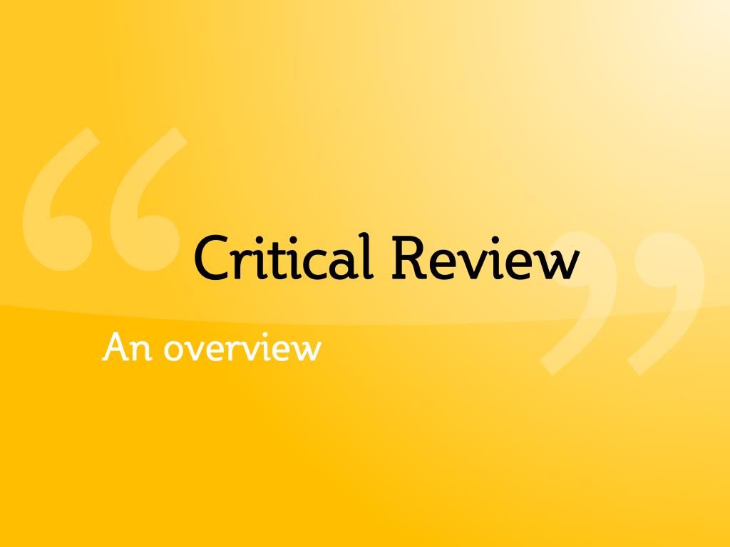 critical review a