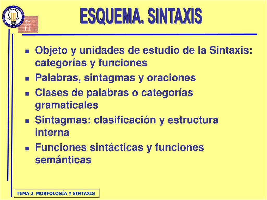 Ppt Objeto Y Unidades De Estudio De La Sintaxis Categorias Y Funciones Palabras Sintagmas Y Oraciones Clases De Palabras O Powerpoint Presentation Id