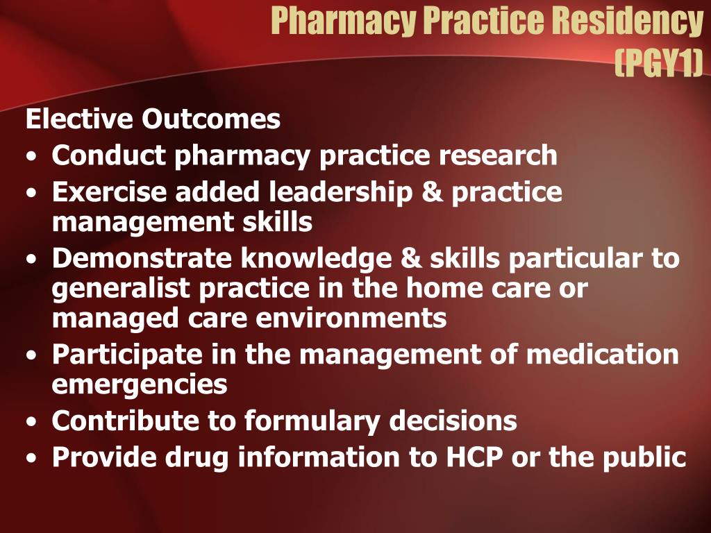 pharmacy residency presentation topics