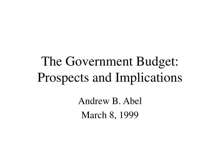 the government budget prospects and implications n.