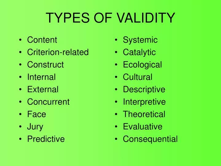 types of validity in research with examples ppt