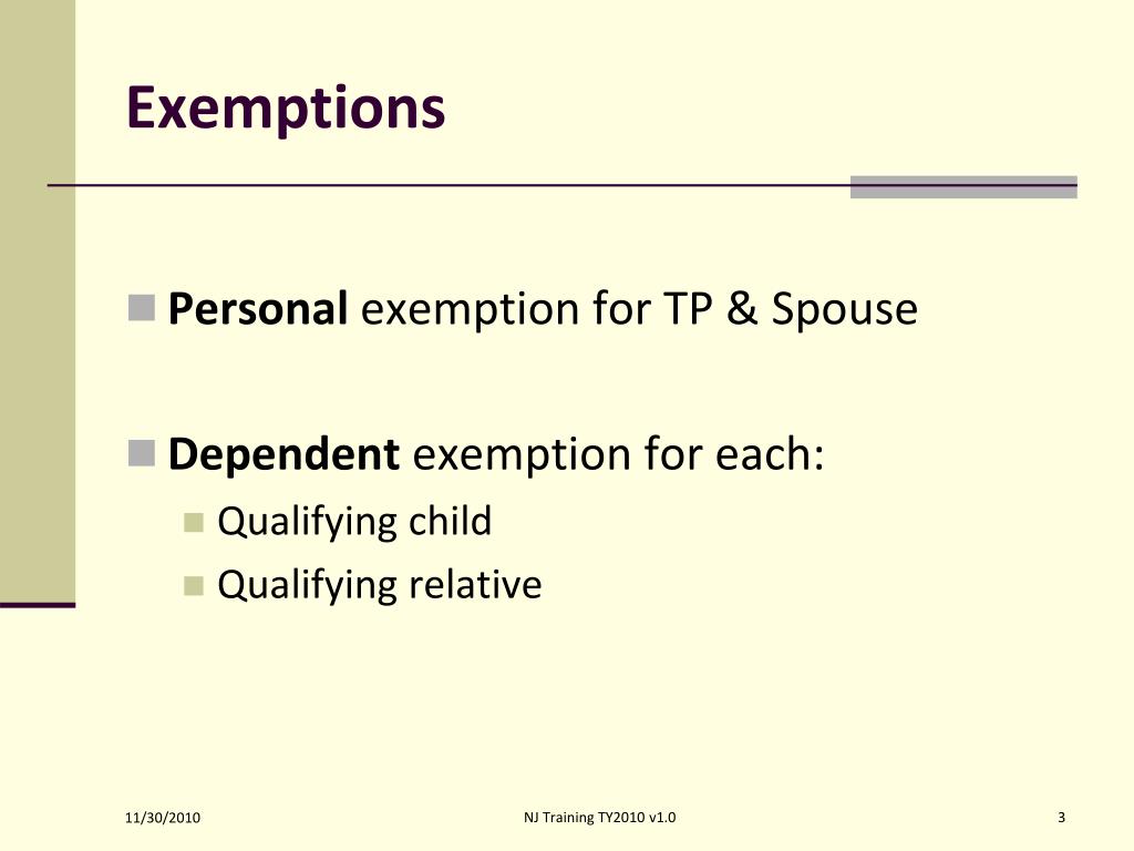 PPT Personal Exemptions PowerPoint Presentation, free download ID
