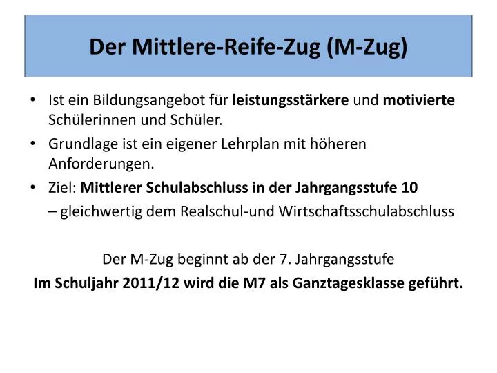 PPT - Der Mittlere-Reife-Zug (M-Zug) PowerPoint Presentation, free download  - ID:941268