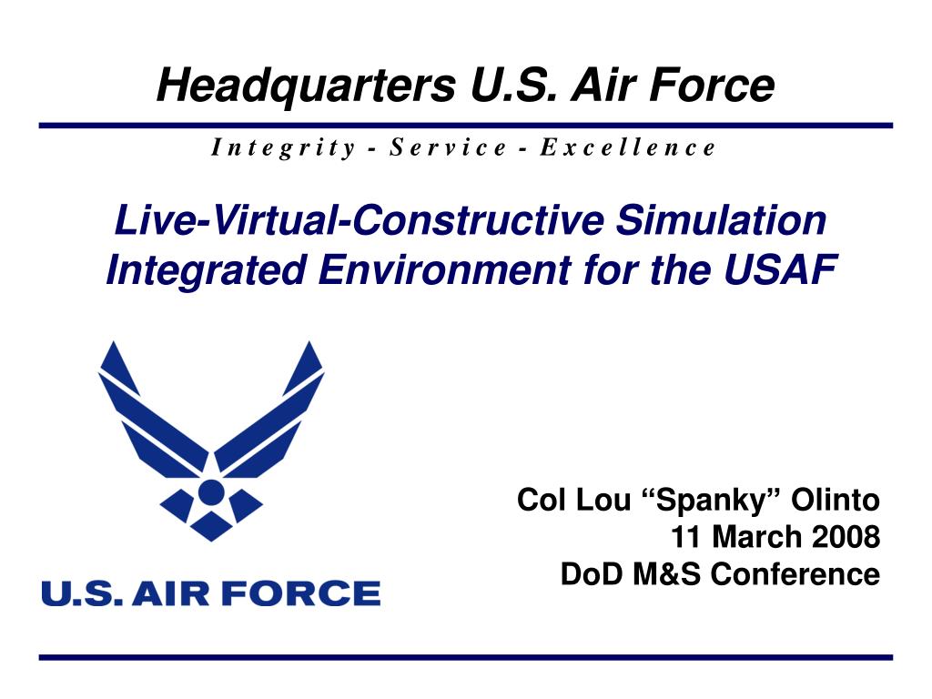 PPT - Live-Virtual-Constructive Simulation Integrated Environment Pertaining To Air Force Powerpoint Template