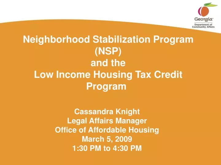 neighborhood stabilization program nsp and the low income housing tax credit program n.