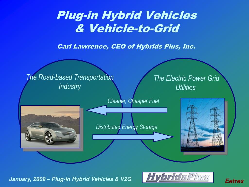 PPT Plugin Hybrid Vehicles & VehicletoGrid Carl Lawrence, CEO of