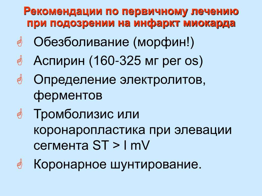 Аспирин при инфаркте миокарда. Морфин при инфаркте миокарда. Обезболивание при инфаркте миокарда.