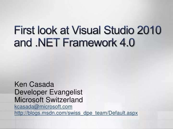 first look at visual studio 2010 and net framework 4 0 n.