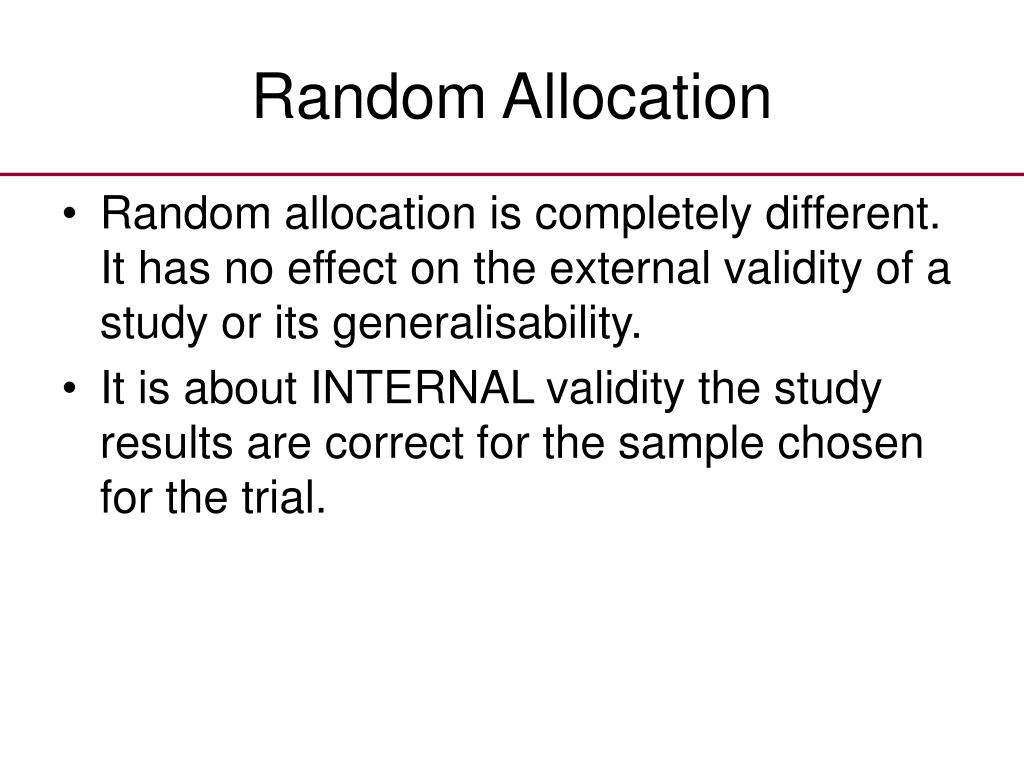 random allocation psychology example