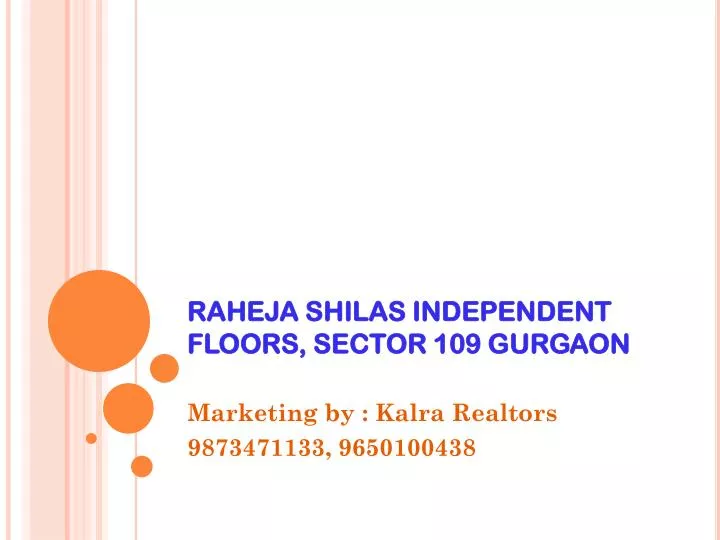 raheja shilas independent floors sector 109 gurgaon n.