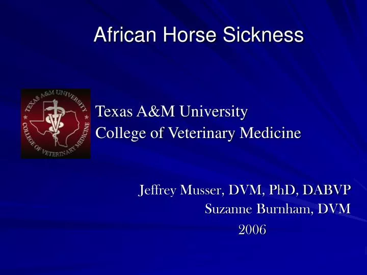 african horse sickness n.