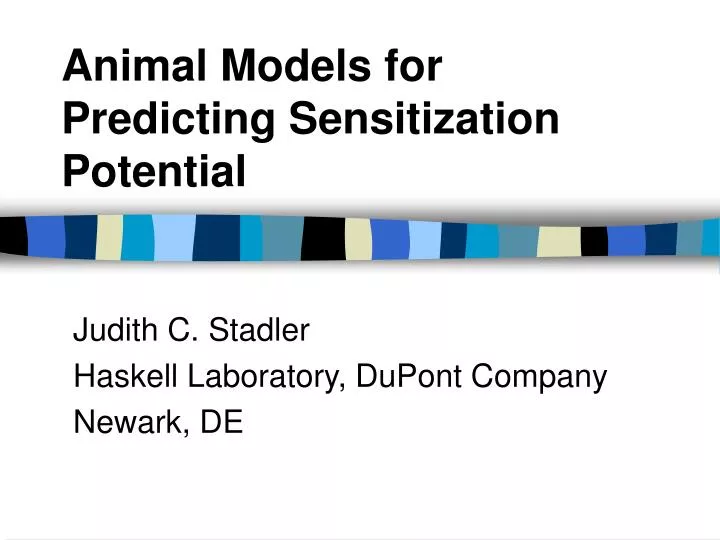 animal models for predicting sensitization potential n.