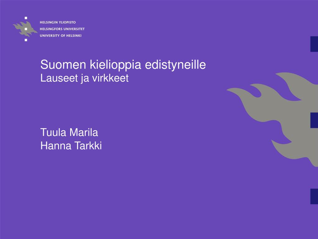 PPT - Suomen kielioppia edistyneille Lauseet ja virkkeet PowerPoint  Presentation - ID:958322
