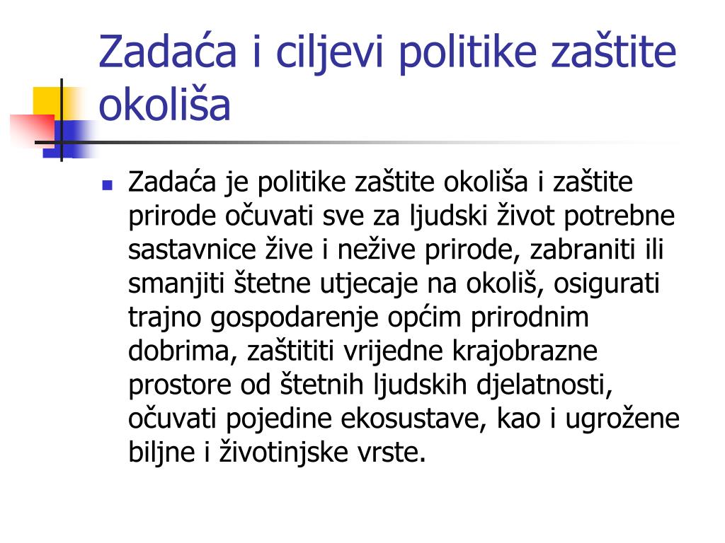 PPT - Upravljanje okolišem ZAŠTITA OKOLIŠA PowerPoint Presentation, free  download - ID:962597