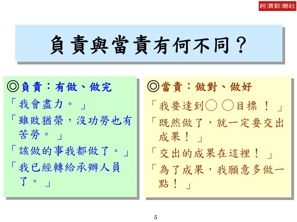 PPT - 一本書,讓人交出成果,而不是交出藉口! 一本書,讓人言出必行、看見真相、有話直說! 一本書,讓人從負責到當責,不只把事情做完,還能 ...
