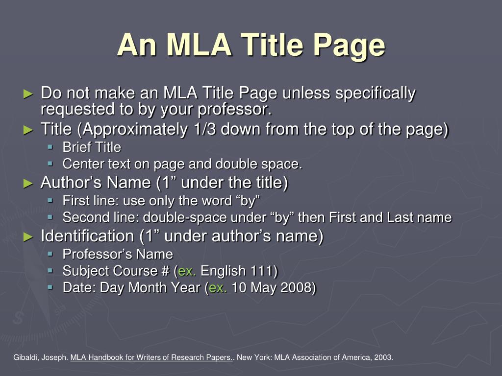 mla format for a powerpoint presentation