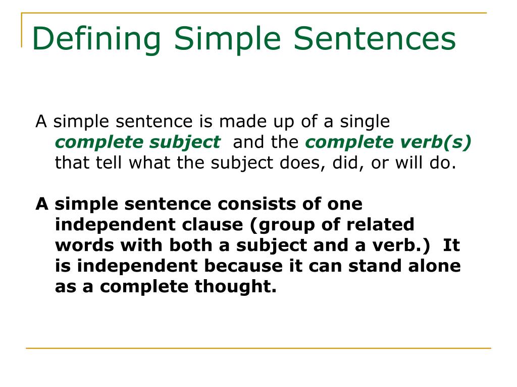 simple sentences ppt presentation
