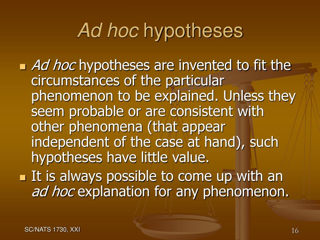 ad hoc hypothesis definition psychology