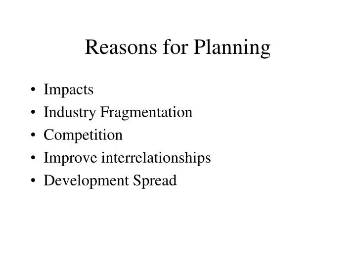 reasons for planning n.
