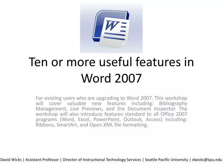 ten or more useful features in word 2007 n.