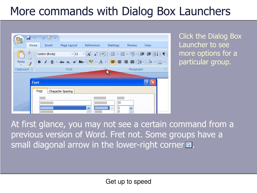 dialog box launcher microsoft word