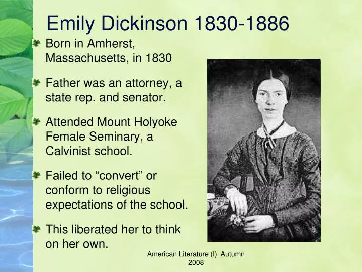 PPT - Emily Dickinson 1830-1886 PowerPoint Presentation, free download - ID:972429
