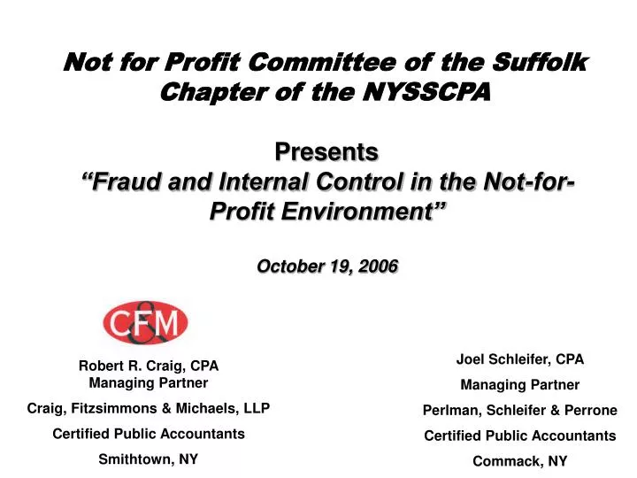 not for profit committee of the suffolk chapter of the nysscpa n.