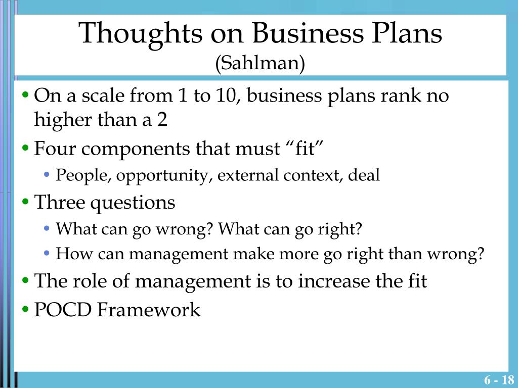 some thoughts on business plans