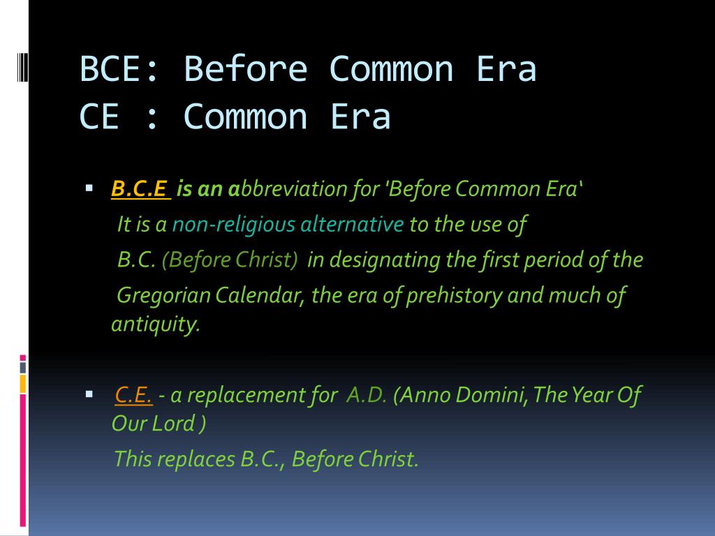 Before Common Era Meaning