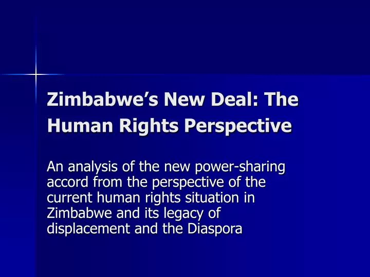 zimbabwe s new deal the human rights perspective n.