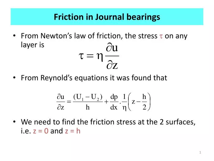 friction in journal bearings n.
